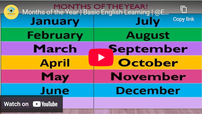 Learn English pronunciation of months with this colorful educational video for kids.