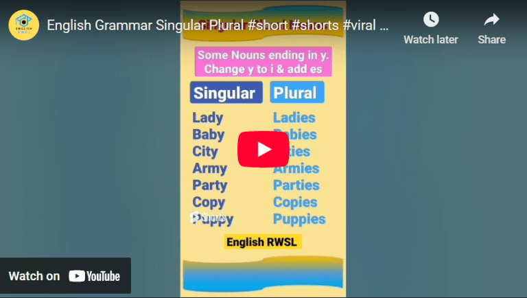 Learn English grammar and composition with singular and plural noun rules for words ending in "y."