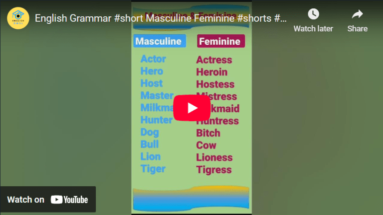 Learn English grammar and composition with masculine and feminine noun forms.
