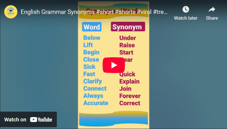 Learn English grammar and composition with common synonyms to improve vocabulary.