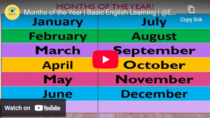 Learn the names of the months of the year—January, February, March, April, May, June, July, August, September, October, November, and December.